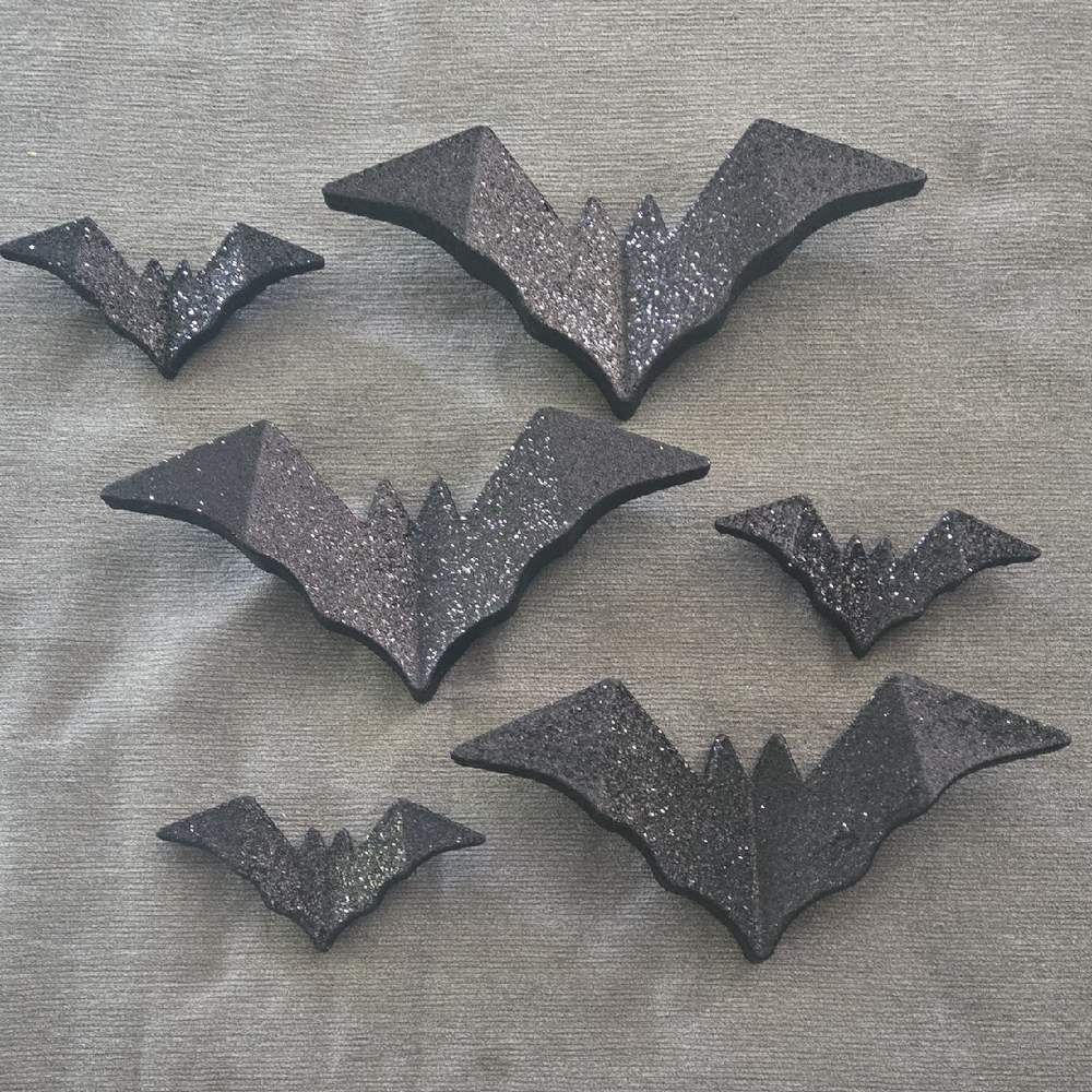 Black Glitter Bat Wall Decor Set